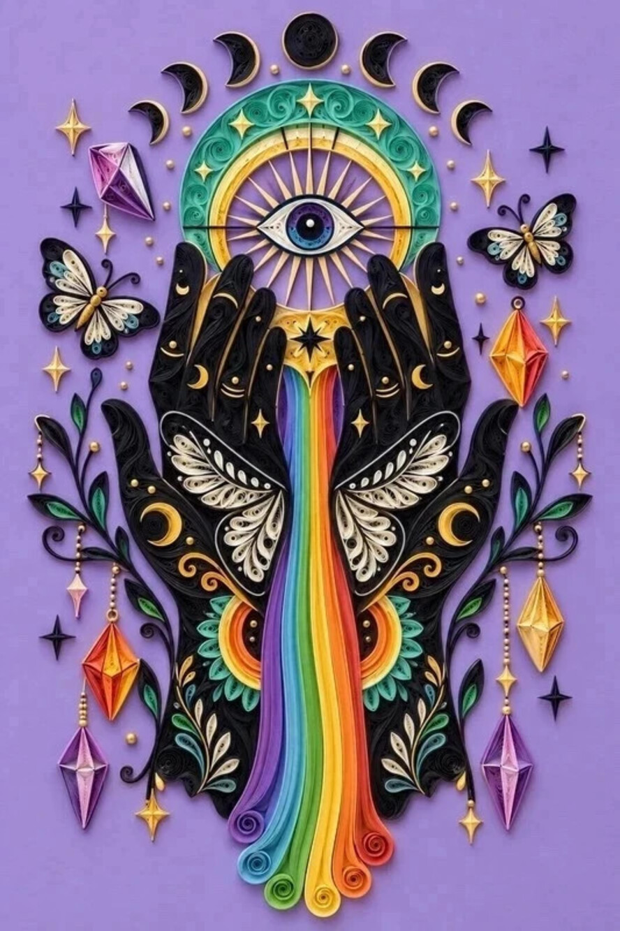 4x6  Framed Mystical Rainbow Hands Wall Art